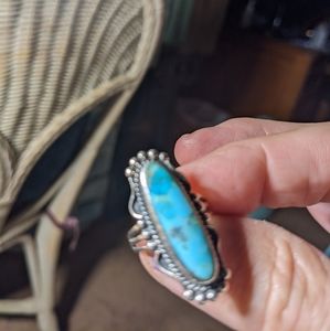 Oval Simulated Turquoise Gemstone Sterling Silver Ring